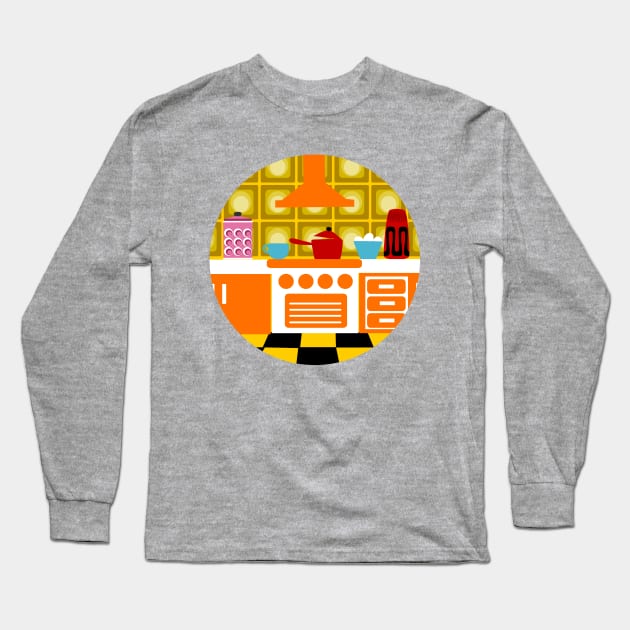 Retro Kitchen Long Sleeve T-Shirt by soniapascual